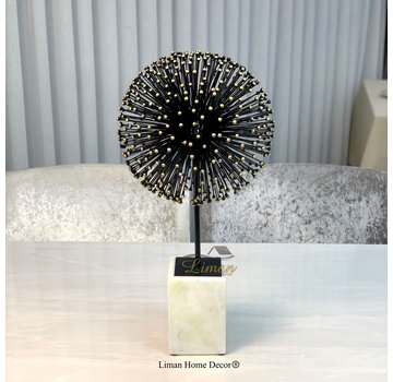 Telli Decoratie Bol Met Marmer Stand 54cm Zwart