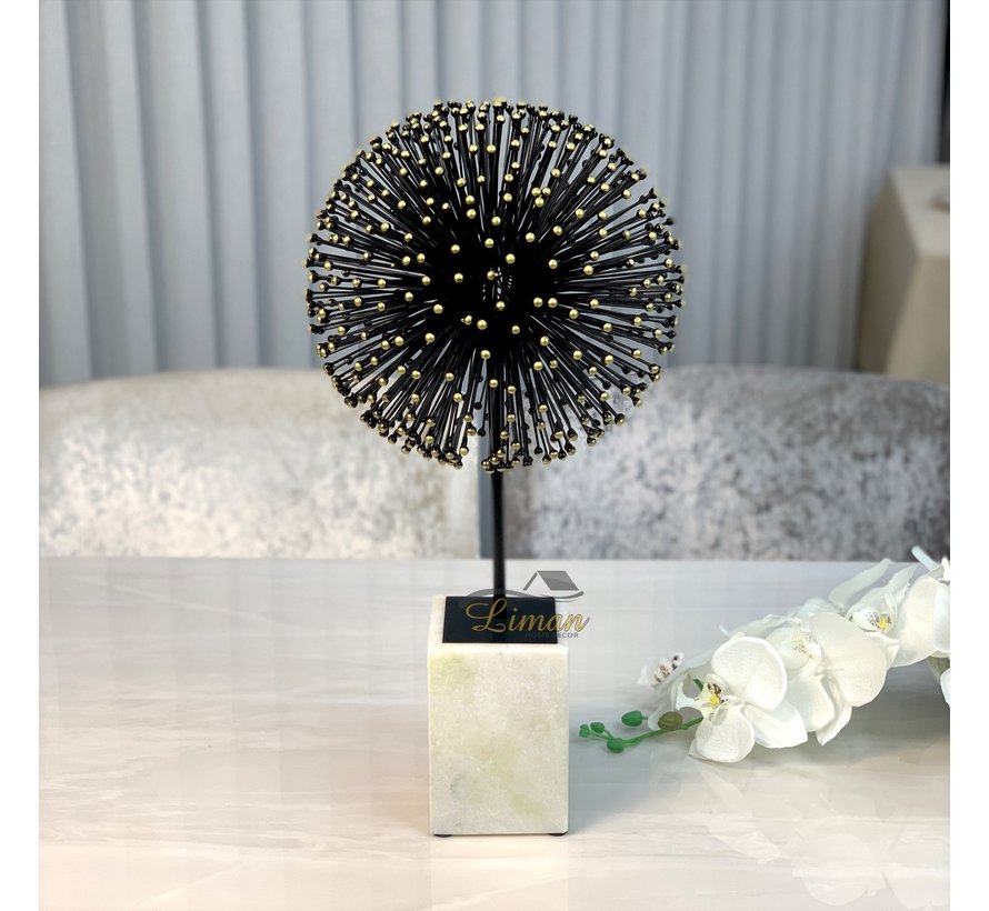 Telli Decoratie Bol Met Marmer Stand 54cm Zwart