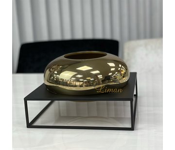 Metalen Decoratie / Vaas Met Stand Goud-Zwart 25x25x15cm