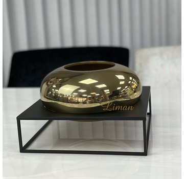 Metalen Decoratie / Vaas Met Stand Goud-Zwart 25x25x15cm