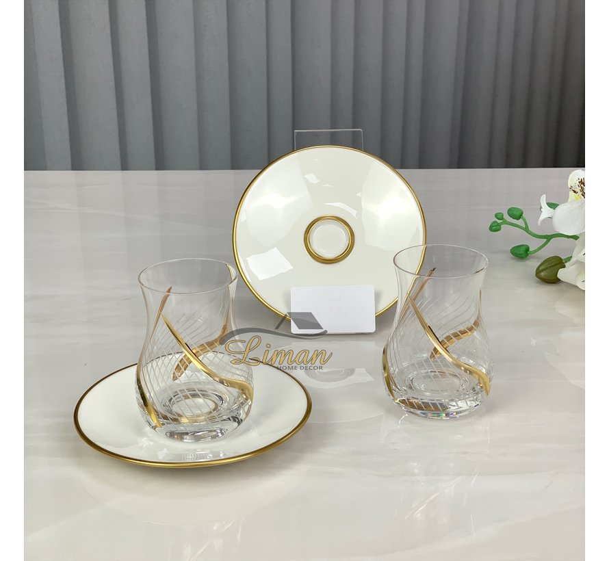 Glazze Romance Gold Theeset 12 Delig | 6 Persoons
