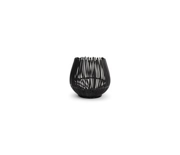  S|P Collection Candle holder 8,5xH9cm black Twisted Iris