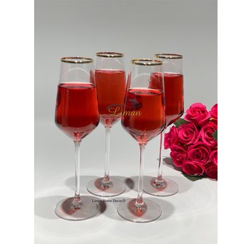 Cosy Cosy 4 delig Champagneglazen Met Gouden Rand 21 CL