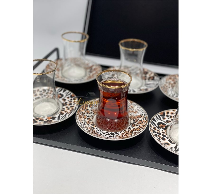 Karaca Leopard Tea Set for 6 Persons