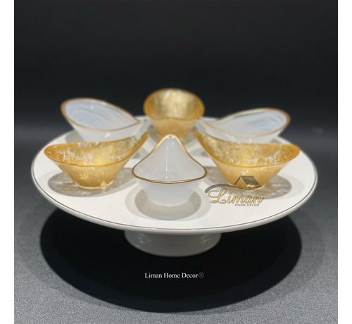 S & P Cake stand 32cm with golden rim Era