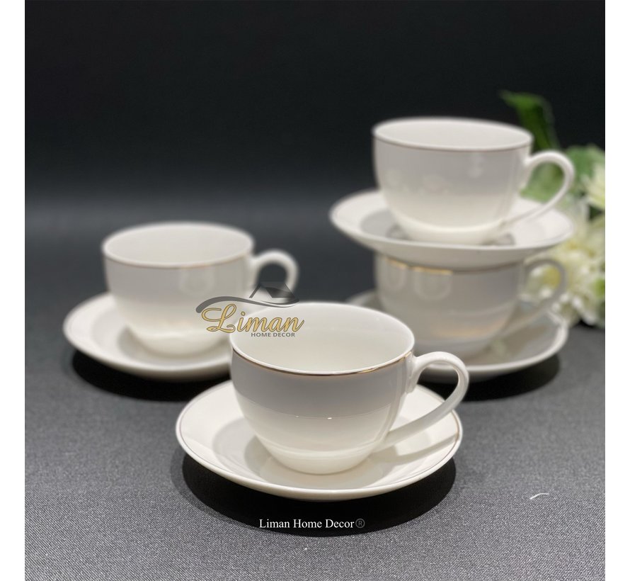 Cup and saucer 20cl with golden rim Era