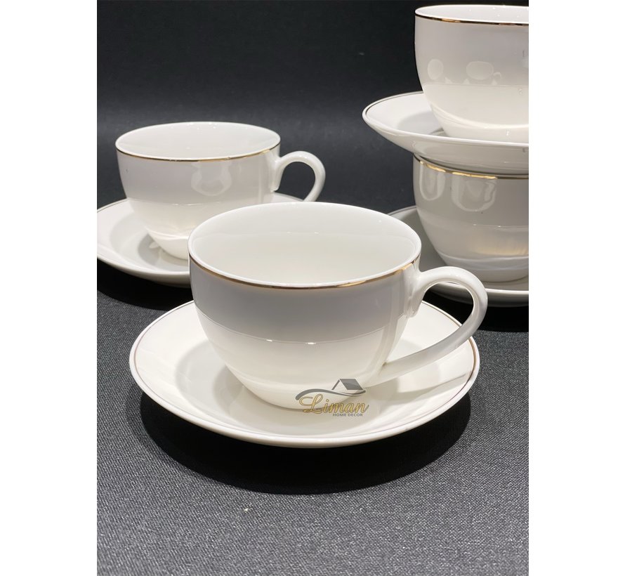 Cup and saucer 20cl with golden rim Era