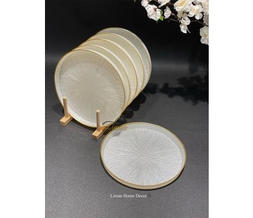 BRICARD PORCELAIN BRICARD REXY BORD | 21 CM PAREL WIT-GOUD