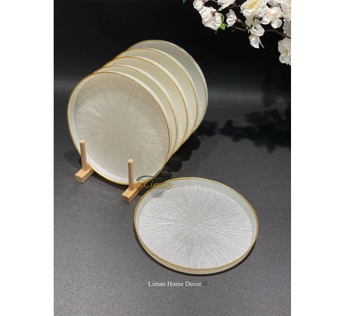 BRICARD PORCELAIN BRICARD REXY BORD | 21 CM PAREL WIT-GOUD