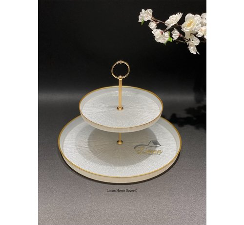 BRICARD PORCELAIN BRICARD REXY ETAGERE 2-LAAGS PAREL WIT-GOUD