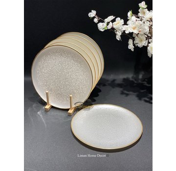 BRICARD PORCELAIN Bricard Crispy 6'li Tabak Seti 27 cm Beyaz - Gold