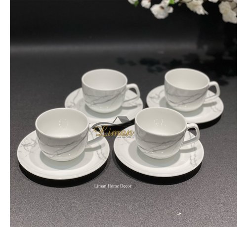 S|P Collection Cup 22cl and saucer marble Stone - set/4