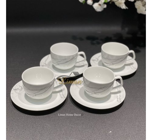 S|P Collection Tasse 22cl et soucoupe marble Stone - set/4