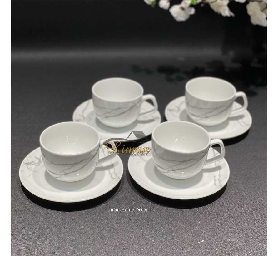 Cup 22cl and saucer marble Stone - set/4