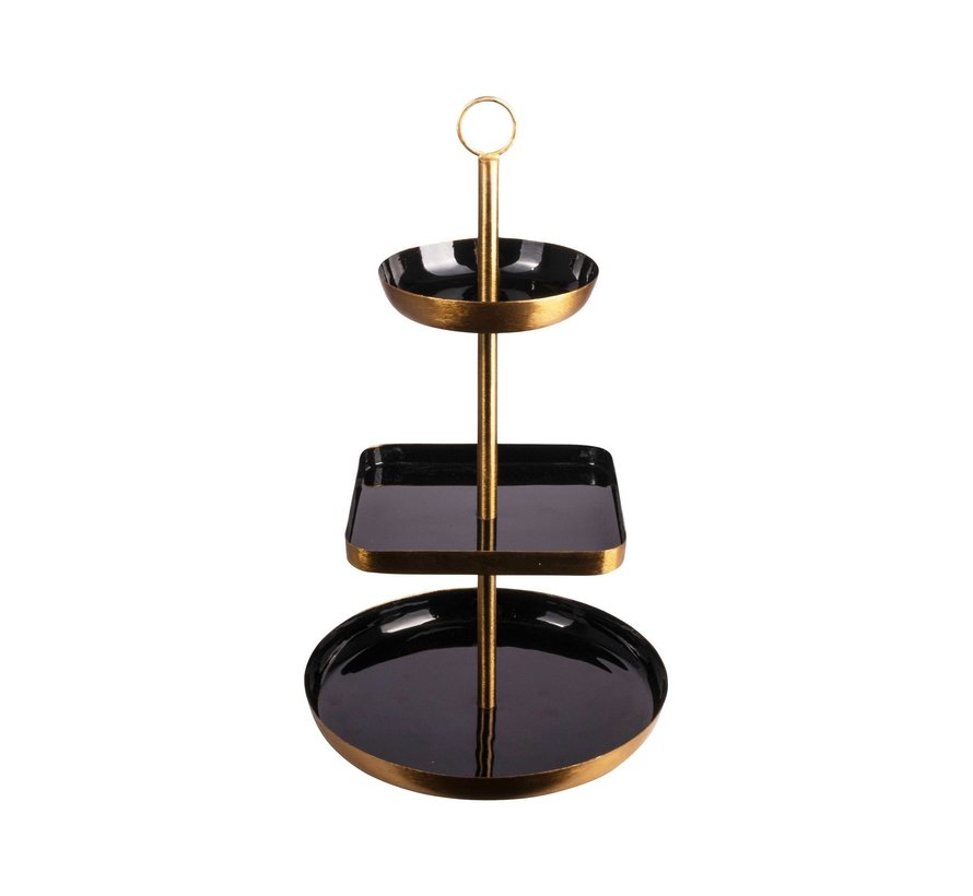 GUSTA ETAGERE METAAL Ø22X38CM ZWART - GOUD