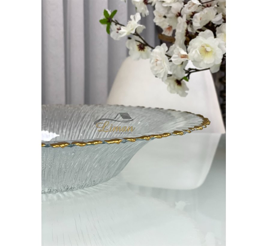 REXY MEYVELIK / DEKORATIF KASE 40CM TRANSPARAN - GOLD