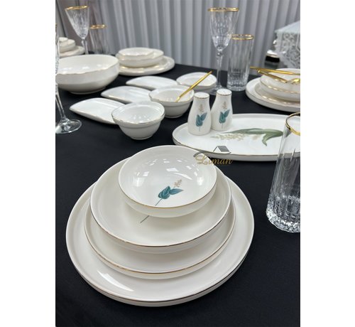 BRICARD PORCELAIN Bricard Porcelain Lunel Flower 6-Persoons | 27-Delig Serviesset Goud
