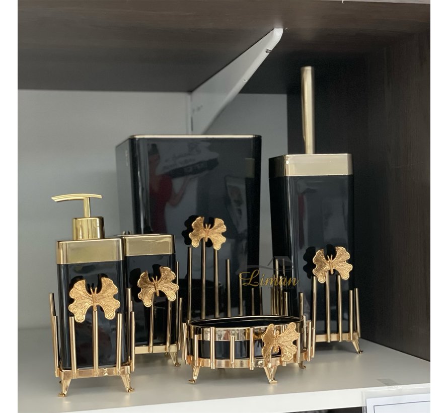 SNM LUKS BANYO SETI SIYAH / GOLD 5 PARCA