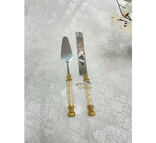 LUXURY CAKE SERVING SET 2 PIECE GOLD