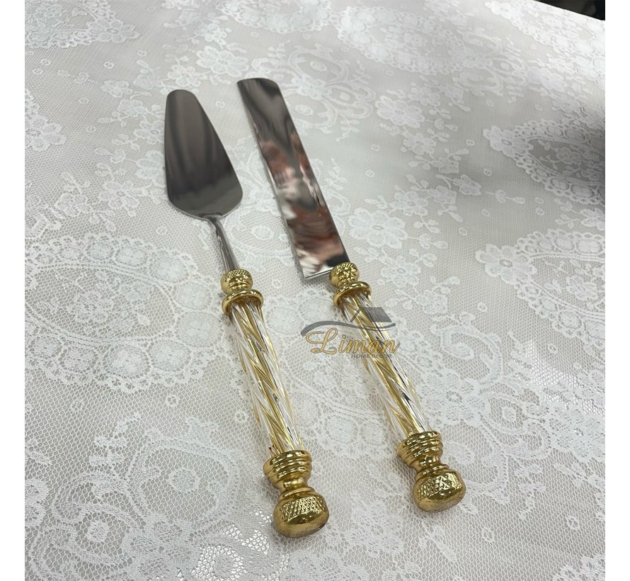 LUXURY CAKE SERVING SET 2 PIECE GOLD