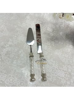 LUXURY CAKE SERVING SET 2 PIECE SILVER