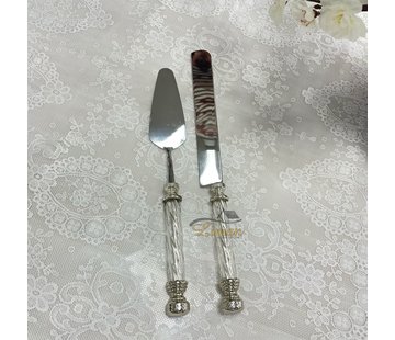 LUXURY CAKE SERVING SET 2 PIECE SILVER