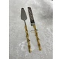 LUXURY CAKE SERVING SET BAMBOO 2 PIECE GOLD