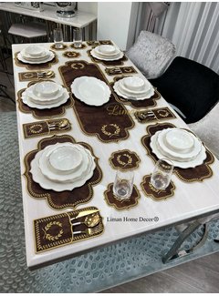 19 Parca Placemat Seti 6 Kisilik Kahve Rengi