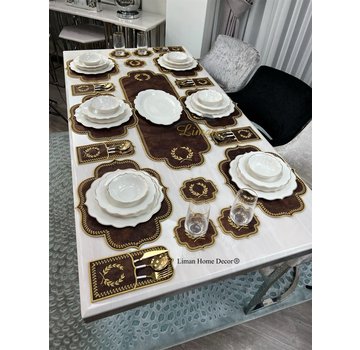 19 Parca Placemat Seti 6 Kisilik Kahve Rengi