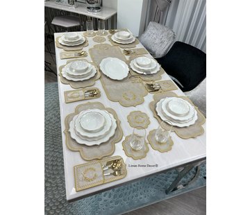 19 Parca Placemat Seti 6 Kisilik Bej