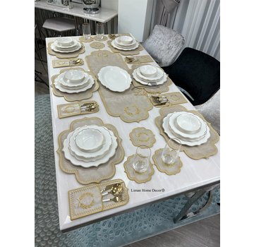 19 Parca Placemat Seti 6 Kisilik Bej