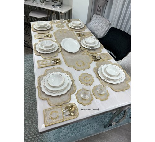 19 Parca Placemat Seti 6 Kisilik Bej