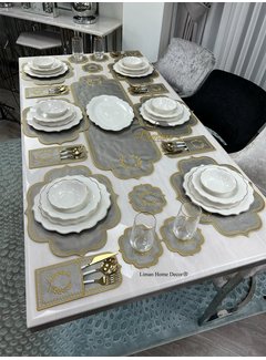 19 Parca Placemat Seti 6 Kisilik Gri