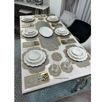 19 Parca Placemat Seti 6 Kisilik Gri