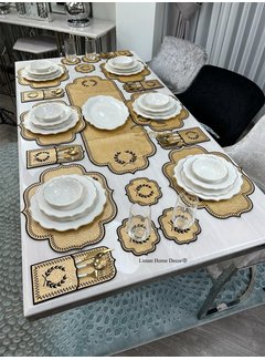 19 Parca Placemat Seti 6 Kisilik Gold Damask