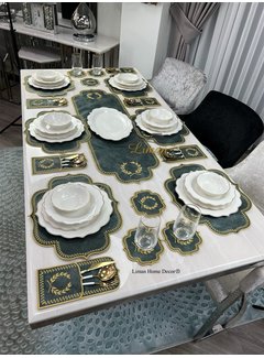 19 Parca Placemat Seti 6 Kisilik Yesil