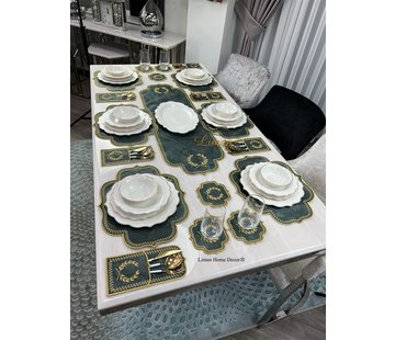 19 Parca Placemat Seti 6 Kisilik Yesil