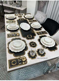 19 Parca Placemat Seti 6 Kisilik Siyah