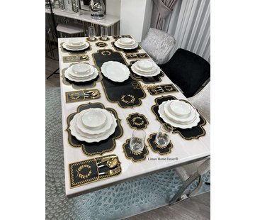 19 Parca Placemat Seti 6 Kisilik Siyah