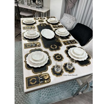 19 Parca Placemat Seti 6 Kisilik Siyah