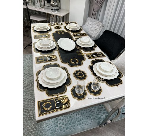 19 Parca Placemat Seti 6 Kisilik Siyah