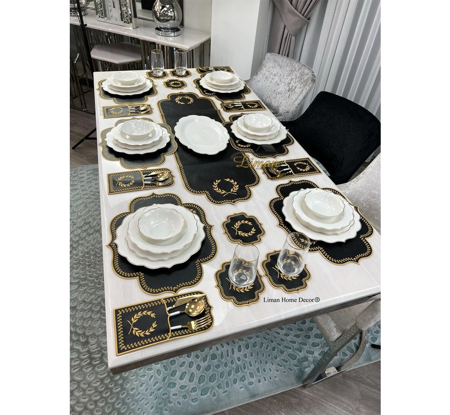 19 Parca Placemat Seti 6 Kisilik Siyah