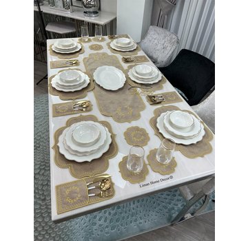 19 Parca Placemat Seti 6 Kisilik Taupe