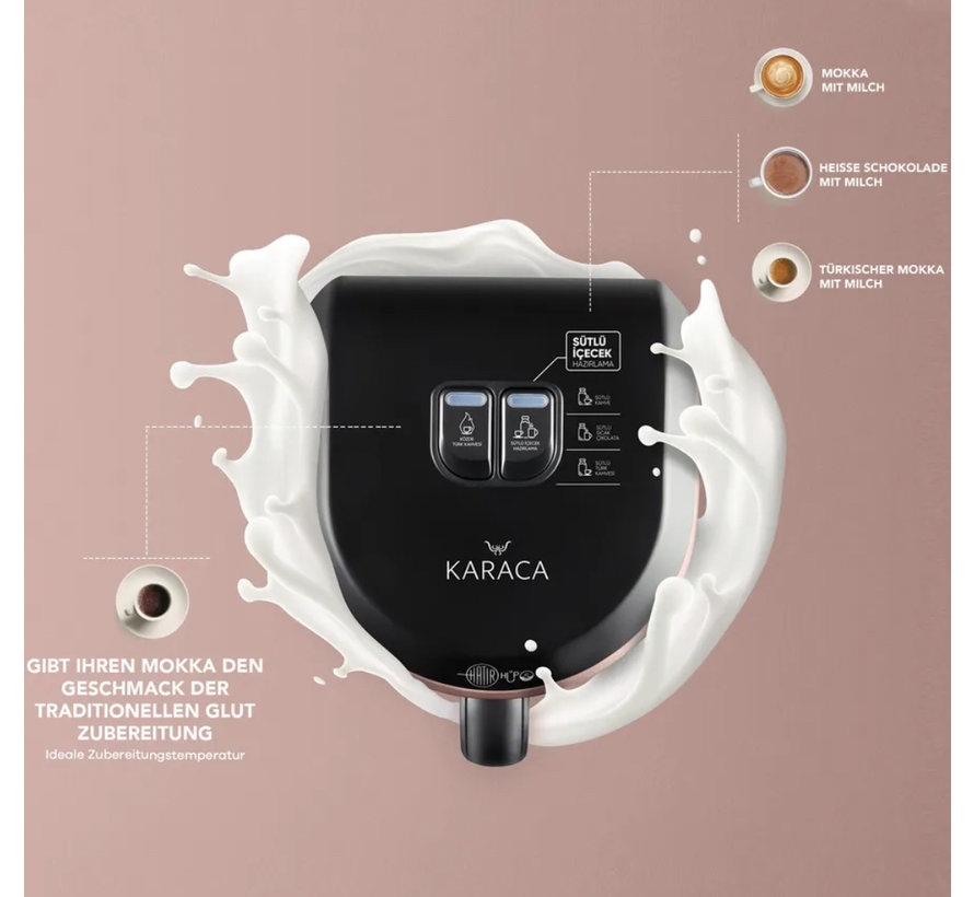 Karaca Hatır Hüps Kaffeemaschine für türkischen Kaffee mit Milch Rosegold