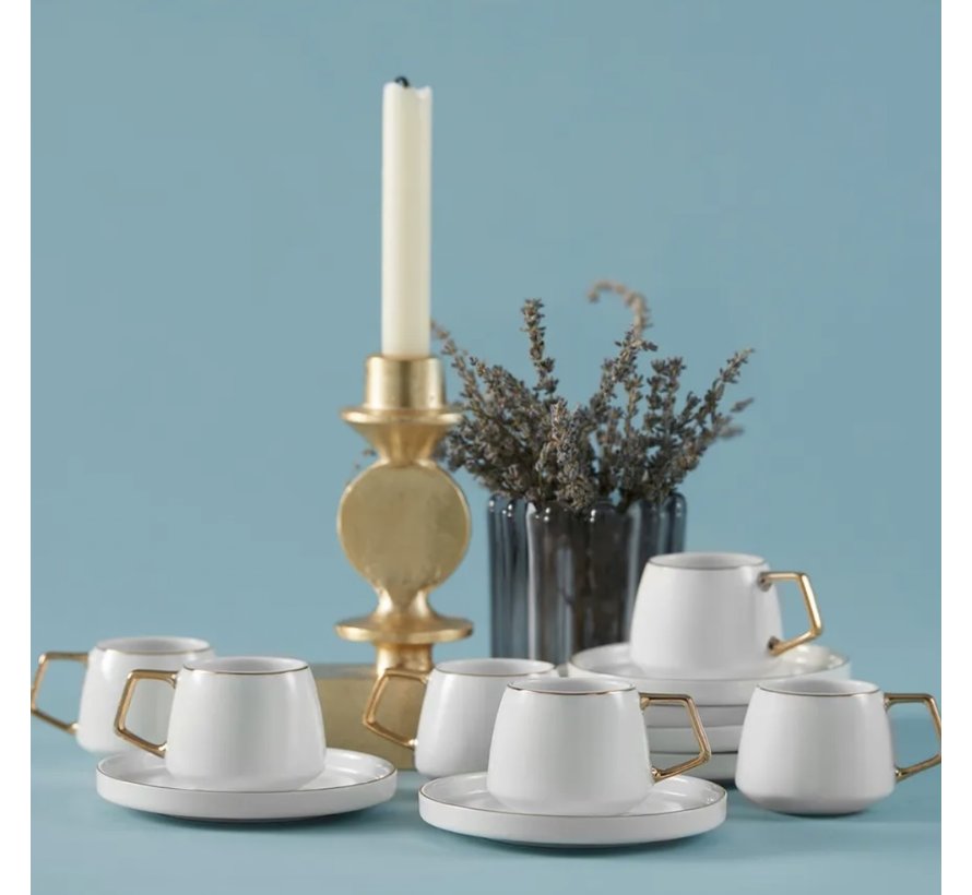 Karaca Saturn Kaffeetassen-Set für 6 Personen 90 ml Gold