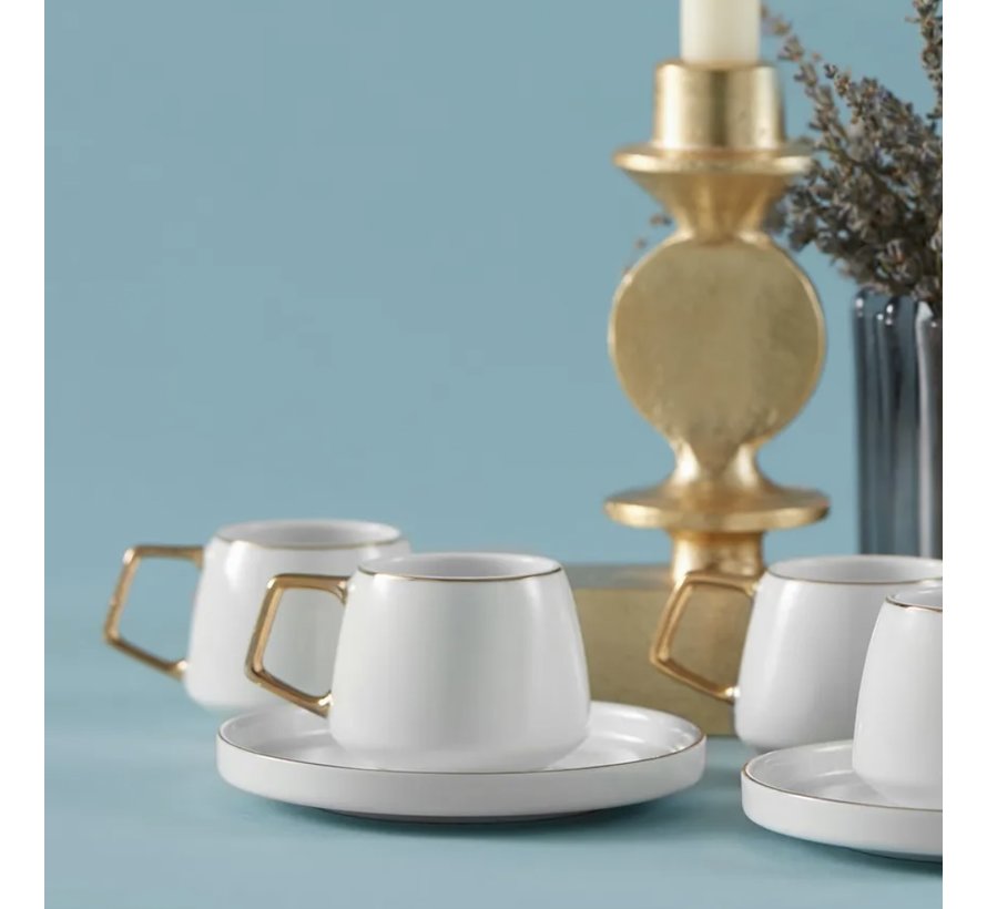 Karaca Saturn Kaffeetassen-Set für 6 Personen 90 ml Gold