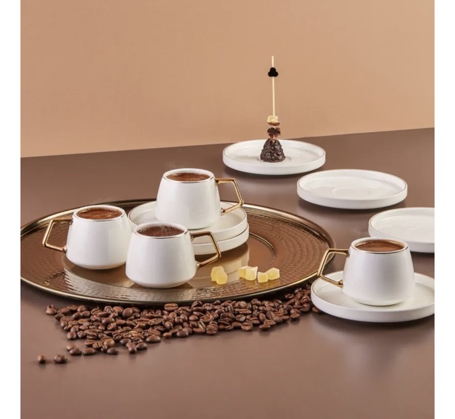 Karaca Saturn Coffee Cup Set for 6 Person 90 ml Gold