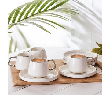 KARACA Karaca Saturn Kaffeetassen-Set für 6 Personen 90 ml Silber