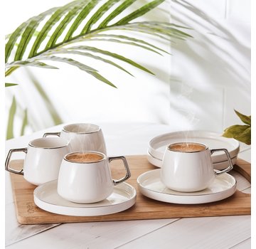 KARACA Karaca Saturn Kaffeetassen-Set für 6 Personen 90 ml Silber