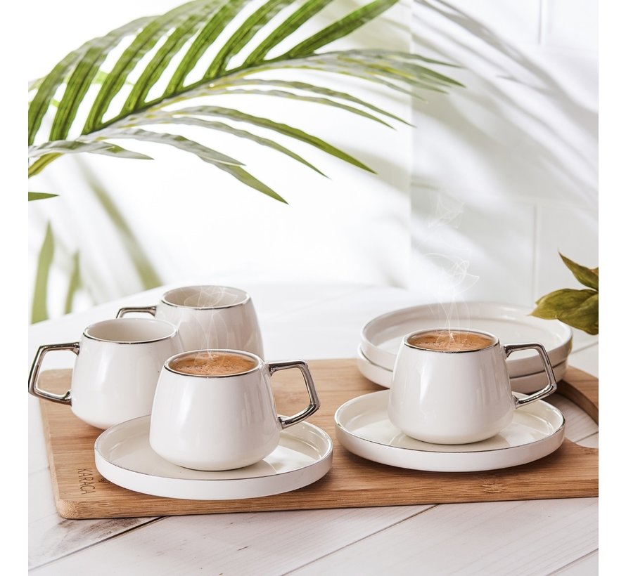 Karaca Saturn Kaffeetassen-Set für 6 Personen 90 ml Silber